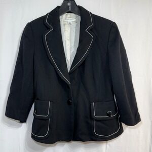 Banana Republic Cropped Wool Blazer Contrast Stitch Tailored Jacket Y2K Fall '04